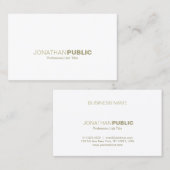 Carte De Visite Elégant Or Blanc Simple Plain Moderne Créatif (Devant / Derrière)