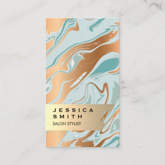 Carte De Visite Élégant or brossé Liquify Marbre (Devant)