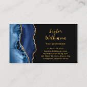 Carte De Visite Élégant Or et Agate Bleu foncé (Dos)