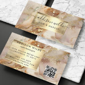 Carte De Visite Elégant Or Et Aquarelle Bleue Marbre