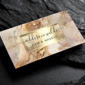 Carte De Visite Elégant Or Et Aquarelle Bleue Marbre