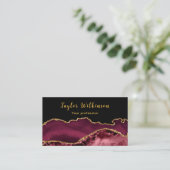 Carte De Visite Elégant Or et Bourgogne Red Agate (Debout devant)