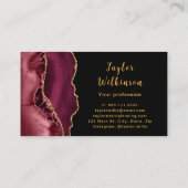 Carte De Visite Elégant Or et Bourgogne Red Agate (Dos)