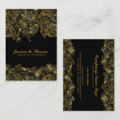 Carte De Visite Elégant Or Et Noir Paisley 3 Wedding planner (Devant / Derrière)