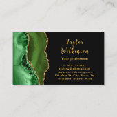 Carte De Visite Élégant Or et Porte Vert foncé (Dos)