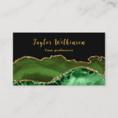 Carte De Visite Élégant Or et Porte Vert foncé (Devant)