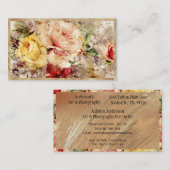 Carte De Visite Elégant or Floral Abstrait Aquarelle Rustique (Devant / Derrière)