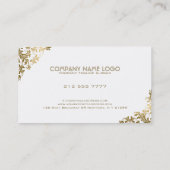 Carte De Visite Elégant or floral dentelle Arrière - plan blanc (Dos)