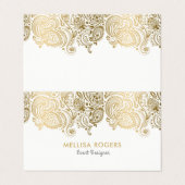 Carte De Visite Elégant or floral Paisley dentelle (Extérieur déplié)