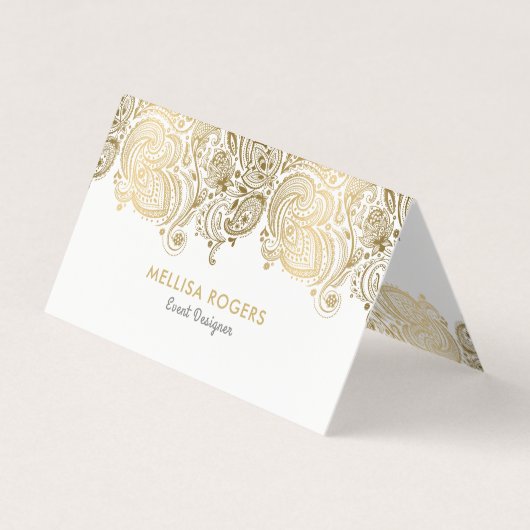 Carte De Visite Elégant or floral Paisley dentelle (Devant)
