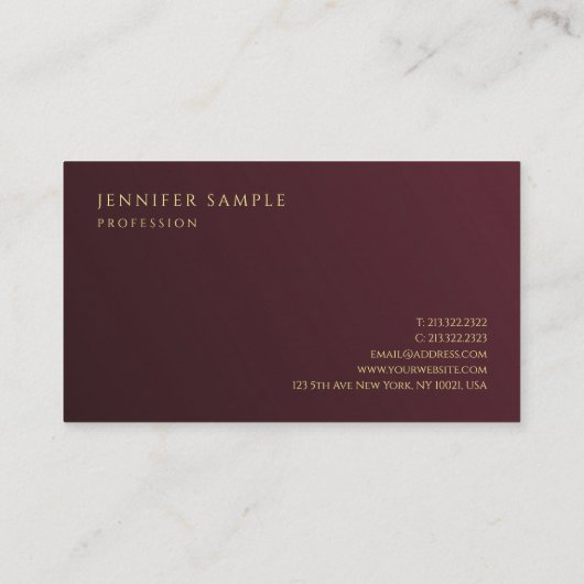 Carte De Visite Elégant Or Look Texte Premium épais luxe (Dos)
