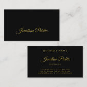 Carte De Visite Élégant or manuscrit Script Clean Black Plain (Devant / Derrière)
