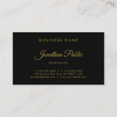 Carte De Visite Élégant or manuscrit Script Clean Black Plain (Dos)