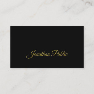 Carte De Visite Élégant or manuscrit Script Clean Black Plain