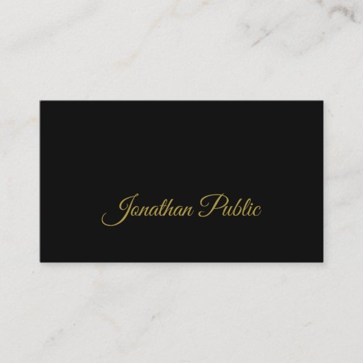 Carte De Visite Élégant or manuscrit Script Clean Black Plain (Devant)