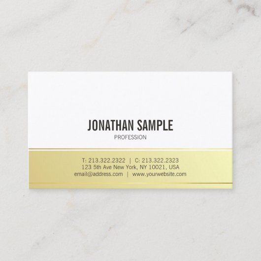 Carte De Visite Elégant Or moderne look tendance Simple Plain (Devant)