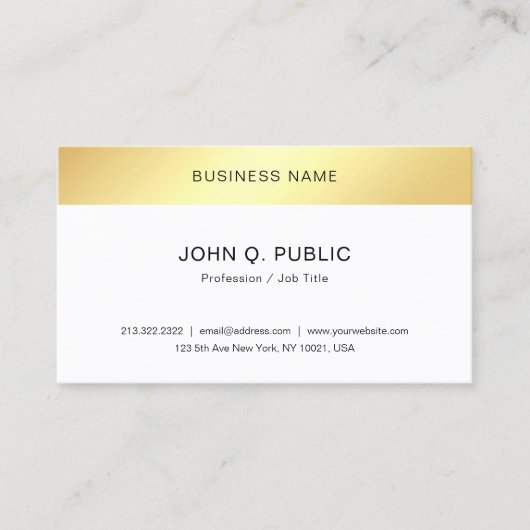 Carte De Visite Elégant or moderne tendance look Modèle simple (Devant)