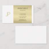 Carte De Visite Elégant Or Monogramme Design moderne Luxe (Devant / Derrière)