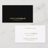 Carte De Visite Elégant Or Noir Blanc Simple Cool moderne (Devant / Derrière)