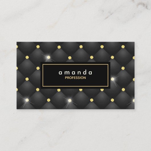 Carte De Visite Élégant or noir brillant parties scintillant monog (Devant)