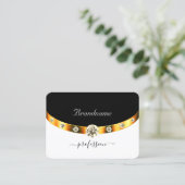 Carte De Visite Elégant or noir et blanc diamants de monogramme (Debout devant)