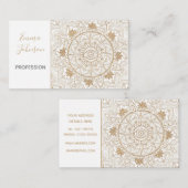 Carte De Visite Elégant or Oeil Soleil Lune Mandala Blanc (Devant / Derrière)