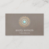 Carte De Visite Elégant or Ornate Lotus Mandala Taupe lin look (Devant)
