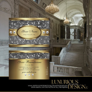 Carte De Visite Elégant or Parties scintillant Argent Étincelle