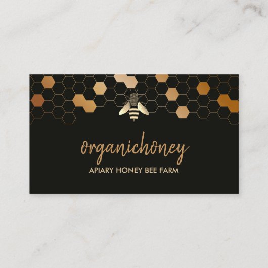 Carte De Visite Élégant or Pure Miel Apiary Apiary Honeycomb (Devant)