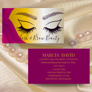 Carte De Visite Elégant Or & Purple Lash & Brow Artist Business