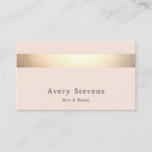 Carte De Visite Élégant or rayé (pas brillant) Rose clair moderne (Devant)