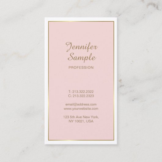 Carte De Visite Elégant or rose blanc moderne moderne Plaine tenda (Devant)