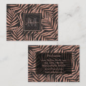 Carte De Visite Élégant or rose feuilles tropicaux (Devant / Derrière)