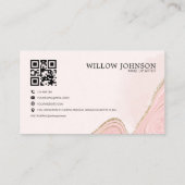 Carte De Visite Elégant or rose Parties scintillant QR Code modern (Dos)