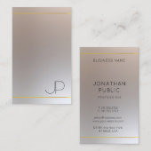 Carte De Visite Elégant or soie moderne look Monogramme (Devant / Derrière)