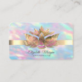 Carte De Visite Elégant Or tendance, Iridescente Opal Lotus (Devant)