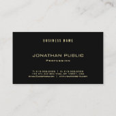 Carte De Visite Elégant Or Texte Or Modèle noir Luxueux (Dos)