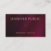 Carte De Visite Élégant Or Texte Professionnel Luxe (Devant)