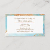 Carte De Visite Elégant or Turquoise Typographie Abstraite moderne (Dos)