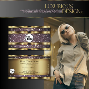 Carte De Visite Élégant or violet Parties scintillant Étincelle St