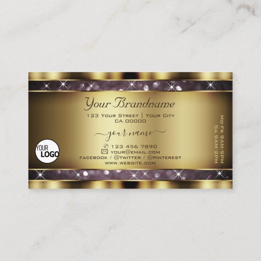 Carte De Visite Élégant or violet Parties scintillant Étincelle St (Dos)