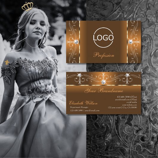 Carte De Visite Élégant orange et bijoux en peluche Brown ajouter