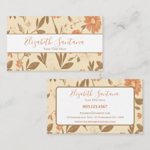 Carte De Visite Élégant Orange Floral