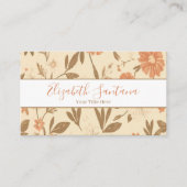 Carte De Visite Élégant Orange Floral (Devant)