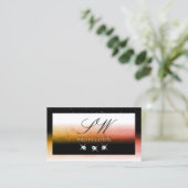 Carte De Visite Élégant orange marbré noir blanc Initiales Bijoux (Debout devant)