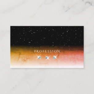 Carte De Visite Élégant orange marbré noir blanc Initiales Bijoux