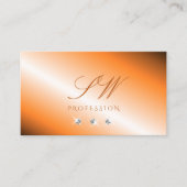 Carte De Visite Élégant Orange Silver Diamants Étincelant Monogram (Devant)