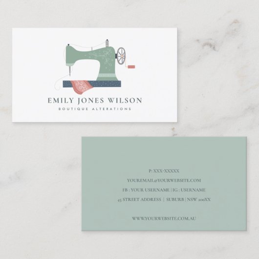 CARTE DE VISITE ÉLÉGANT ORANGE VERT MACHINE À VOILE ROSE (Devant / Derrière)