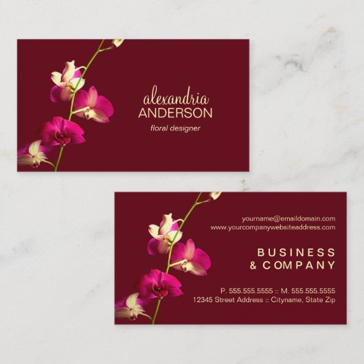 Carte De Visite Elégant orchidée (Devant / Derrière)