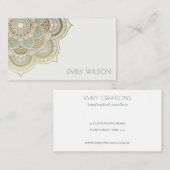 Carte De Visite Elégant Ornate Gold Foil Turquoise Turquoise Manda (Devant / Derrière)